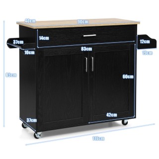 Costway Πολυλειτουργικό Καρότσι Κουζίνας με Ρυθμιζόμενα Ράφια και Τ...