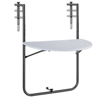 BAKAJI Τραπέζι Μπαλκονιού Πτυσσόμενο Μεταλλικό και Πολυρατάν Λευκό ...