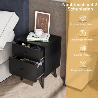 Costway Κομοδίνο με 2 Συρτάρια και Σταθερά Πόδια από Καουτσούκ Ξύλο... Costway Κομοδίνο με 2 Συρτάρια και Σταθερά Πόδια από Καουτσούκ Ξύλο...