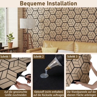 Costway Ξύλινες Ακουστικές Πλάκες Τοίχου με 9 Εξάγωνα Ηχοαπορροφητι...