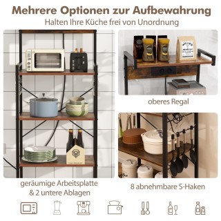 Costway Πολυλειτουργική Ραφιέρα Κουζίνας με Ενσωματωμένη Πρίζα και ...