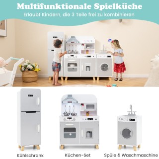 Costway Παιδική Κουζίνα 3 σε 1 με Ψυγείο & Πλυντήριο σε Γκρι Χρώμα ... Costway Παιδική Κουζίνα 3 σε 1 με Ψυγείο & Πλυντήριο σε Γκρι Χρώμα ...