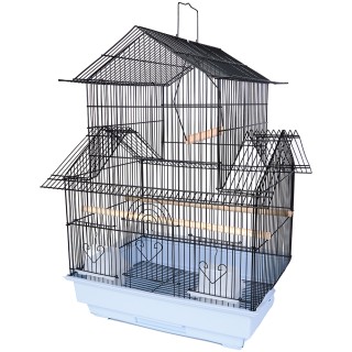 BAKAJI  Μαύρο Κλουβί Πουλιών για Πτηνά Παπαγάλους με Ταΐστρες 50.5x...