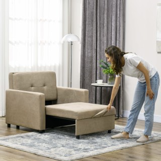HOMCOM Πολυθρόνα Κρεβάτι σε Ύφασμα Εφέ Βελούδου Ανοιχτό Καφέ με 2 Μ... HOMCOM Πολυθρόνα Κρεβάτι σε Ύφασμα Εφέ Βελούδου Ανοιχτό Καφέ με 2 Μ...