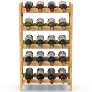 BAKAJI  Ραφιέρα Κρασιών από Φυσικό Μπαμπού με 20 Θέσεις για Μπουκάλ...