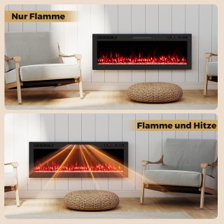 Costway 50 Ηλεκτρικό Τζάκι με Θέρμανση 750W/1500W Εντοιχισμένο Τζάκ...