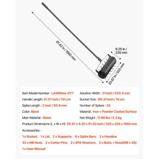 VEVOR Χειροκίνητος Κυλινδρικός Αεριστήρας Γκαζόν 21 Βαρέως Τύπου Μα... VEVOR Χειροκίνητος Κυλινδρικός Αεριστήρας Γκαζόν 21 Βαρέως Τύπου Μα...