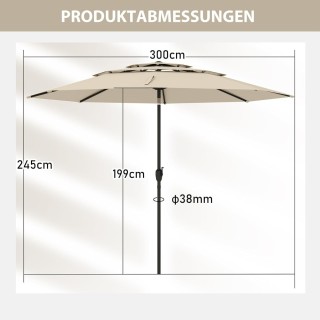 Costway Αντιανεμική Ομπρέλα Κήπου 3 Επιπέδων με Μανιβέλα, Μπεζ NP12... Costway Αντιανεμική Ομπρέλα Κήπου 3 Επιπέδων με Μανιβέλα, Μπεζ NP12...