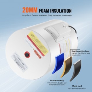 VEVOR Ηλεκτρικός Θερμοσίφωνας 10 Γαλόνια 1.6Kw LED για Ντους CSSRSQ... VEVOR Ηλεκτρικός Θερμοσίφωνας 10 Γαλόνια 1.6Kw LED για Ντους CSSRSQ...