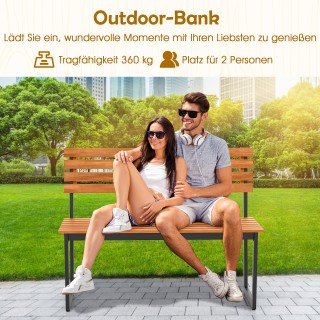 Costway Διθέσιο παγκάκι κήπου από ακακία με μεταλλικό σκελετό, ανθε...