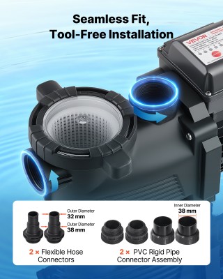 VEVOR Αντλία Πισίνας 400W, Μονοταχύτητας, 11,100 L/H Max Ροή, AC 22... VEVOR Αντλία Πισίνας 400W, Μονοταχύτητας, 11,100 L/H Max Ροή, AC 22...