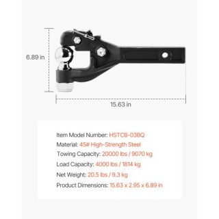 VEVOR Γάντζος Ζεύξης Pintle για Υποδοχή 2 για Δακτύλιο Lunette 2.5 ...