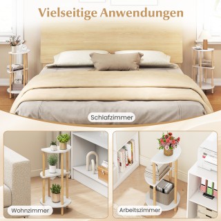 Costway Σετ 2 Στρογγυλά Βοηθητικά Τραπεζάκια 3 Επιπέδων από Μπαμπού...