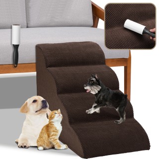 BAKAJI  Καφέ Σκάλα για Κατοικίδια με 4 Σκαλοπάτια για Γάτες και Σκύ...