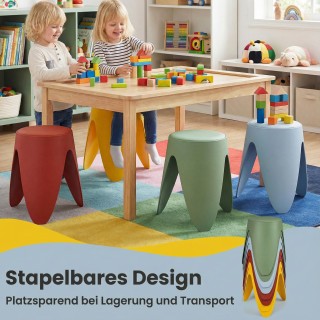 Costway Σετ 8 Πολύχρωμα Στοιβαζόμενα Πλαστικά Σκαμπό, Φορητά, Χωρίς...