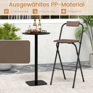 Costway Σετ 2 Πτυσσόμενα Σκαμπό Μπαρ με Πλάτη και Υποπόδιο, Καφέ, Α...