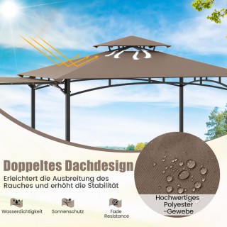 Costway Πέργκολα BBQ με Διπλή Οροφή, Πλευρική Τέντα, Ράφια & Γάντζο... Costway Πέργκολα BBQ με Διπλή Οροφή, Πλευρική Τέντα, Ράφια & Γάντζο...