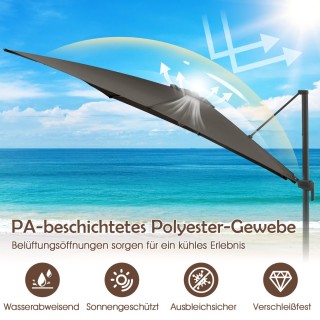 Costway Ανεμιστήρας Ομπρέλα Κήπου 300 x 300 cm με Μανιβέλα και Ρυθμ...