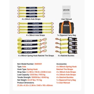 VEVOR Σετ Δεσίματος Τροχών με Ιμάντα ρυμούλκησης Άξονα, Αντοχή 4540... VEVOR Σετ Δεσίματος Τροχών με Ιμάντα ρυμούλκησης Άξονα, Αντοχή 4540...