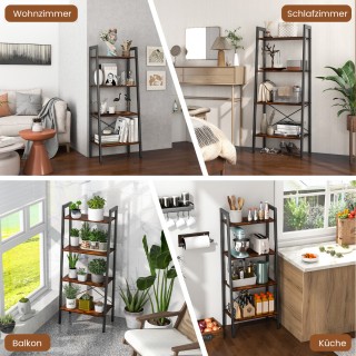 Costway  Ράφι Βιβλίων 4 Επιπέδων με Μεταλλικό Σκελετό και Βιομηχανι...