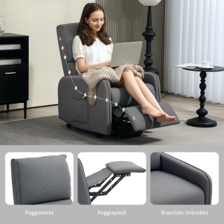 HOMCOM  Ηλεκτρική Πολυθρόνα Ανύψωσης και Ανάκλισης με Τηλεχειριστήρ...