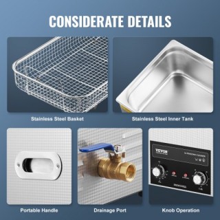 VEVOR  22L Υπερηχητικός Καθαριστής με Θερμαντήρα, Χρονοδιακόπτη & Κ...