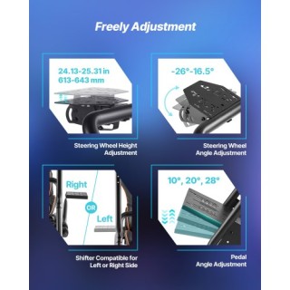 VEVOR Βάση Τιμονιού Προσομοιωτή για Αγωνιστικά Παιχνίδια με Βάση Οθ...