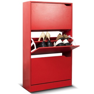 BAKAJI Ντουλάπα παπουτσιών 3 φύλλων με ράφια διπλού βάθους, κόκκιν... BAKAJI Ντουλάπα παπουτσιών 3 φύλλων με ράφια διπλού βάθους, κόκκιν...