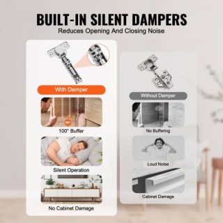 VEVOR  Μεντεσέδες Ντουλαπιών 60τμχ Πλήρους Κάλυψης με Απαλό Κλείσιμ...