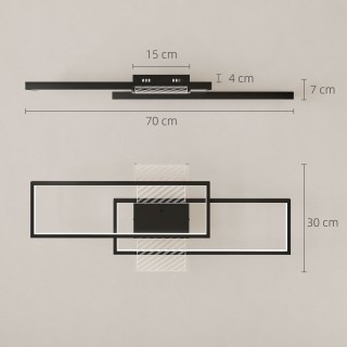 HOMCOM Ρυθμιζόμενο LED Φωτιστικό Οροφής 3000-6000K με Τηλεχειριστήρ...