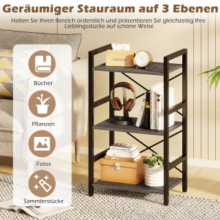 Costway Τριώροφο βιομηχανικό ράφι αποθήκευσης με μεταλλικό σκελετό ...