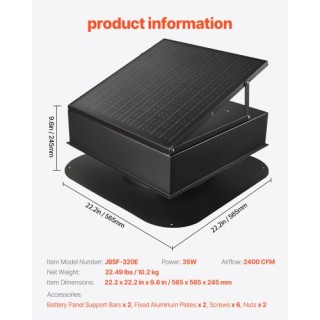 VEVOR Ηλιακός Ανεμιστήρας Εξαερισμού Σοφίτας 35W με Έξυπνο Θερμοστά...