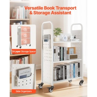 VEVOR Τροχήλατο Καρότσι Βιβλίων 3 Επιπέδων 77 x 38 x 122 cm με Μονή... VEVOR Τροχήλατο Καρότσι Βιβλίων 3 Επιπέδων 77 x 38 x 122 cm με Μονή...