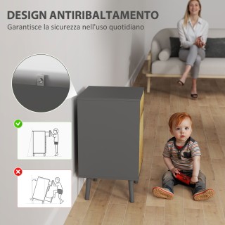 HOMCOM Μοντέρνο Κομοδίνο 40x39x69 εκ, Σκούρο Γκρι και Ξύλο 831-966V...