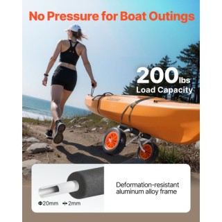 VEVOR Πτυσσόμενο Καροτσάκι για Καγιάκ, 90 kg, Στερεοί Τροχοί 25.4 c...