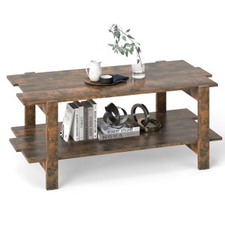 Costway Στυλάτο Τραπεζάκι Καφέ με Διπλό Χώρο Αποθήκευσης και Ανθεκτ...