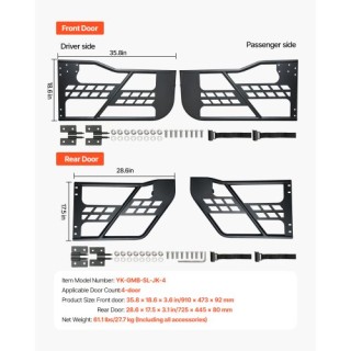 VEVOR Τετράθυρες Σωληνωτές Πόρτες Jeep για Wrangler JK 2007-2018 JP...