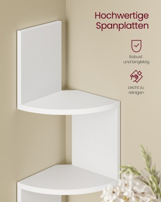 VASAGLE Ραφιέρα Γωνιακή Τοίχου με RGB LED Φωτισμό, 5 Επίπεδα, Λευκή...