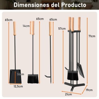 Costway Σετ 4 τεμαχίων τζακιού από ανθεκτικό μέταλλο με σκαλιστήρι,... Costway Σετ 4 τεμαχίων τζακιού από ανθεκτικό μέταλλο με σκαλιστήρι,...