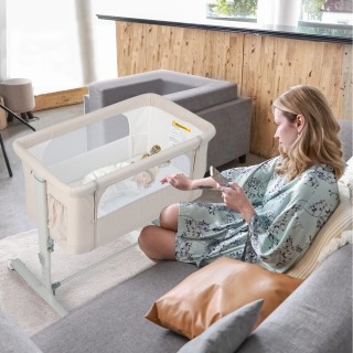 Costway  Φορητή 3-σε-1 Βρεφική Κούνια με 5 Επίπεδα Ρυθμιζόμενο Ύψος...