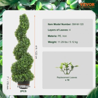 Τεχνητά Δεντράκια VEVOR Boxwood 1,2μ (2τμχ) για Εσωτερικό/Εξωτερικό...