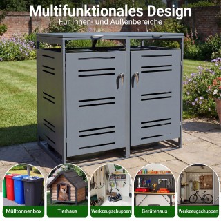 Costway Ντουλάπι Κάδων Απορριμμάτων για 2 x 120L, Αδιάβροχο Κηποστέ... Costway Ντουλάπι Κάδων Απορριμμάτων για 2 x 120L, Αδιάβροχο Κηποστέ...