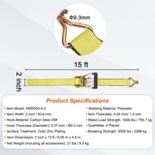 Ιμάντες Δεσίματος VEVOR (4 τεμ), Αντοχή 5000 lb, Διπλό Γάντζο J, 2 ... Ιμάντες Δεσίματος VEVOR (4 τεμ), Αντοχή 5000 lb, Διπλό Γάντζο J, 2 ...