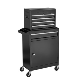 VEVOR Εργαλειοθήκη Ρολλάκι 2-σε-1, 5 Συρτάρια, Αποσπώμενη Κορυφή, Δ...