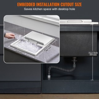 VEVOR Εντοιχιζόμενη Παγοθήκη, 24x18x13 Ανοξείδωτη Ψύκτρα, 40.9 qt Ε...