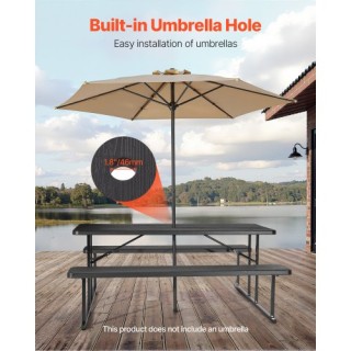 VEVOR Πτυσσόμενο Τραπέζι Κήπου και Καρέκλες για Εσωτερική και Εξωτε...