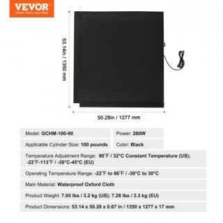 VEVOR Θερμαντήρας Κυλίνδρου Αερίου 100 lbs 280W 90 ℉ QPJRT100B280X... VEVOR Θερμαντήρας Κυλίνδρου Αερίου 100 lbs 280W 90 ℉ QPJRT100B280X...