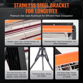 VEVOR Φορητή/Σταθερή Υπέρυθρη Λάμπα Βαφής 2000W για Στέγνωμα Αυτοκι...