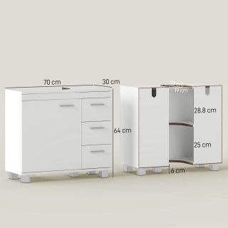 HOMCOM Κινητό Ντουλάπι Κάτω από τον Νιπτήρα Μπάνιου με Ντουλάπι, Ρά...