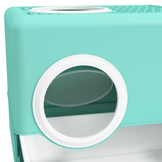 PawHut Λεκάνη απορριμμάτων για γάτες με καπάκι και σέσουλα, διπλή ε...